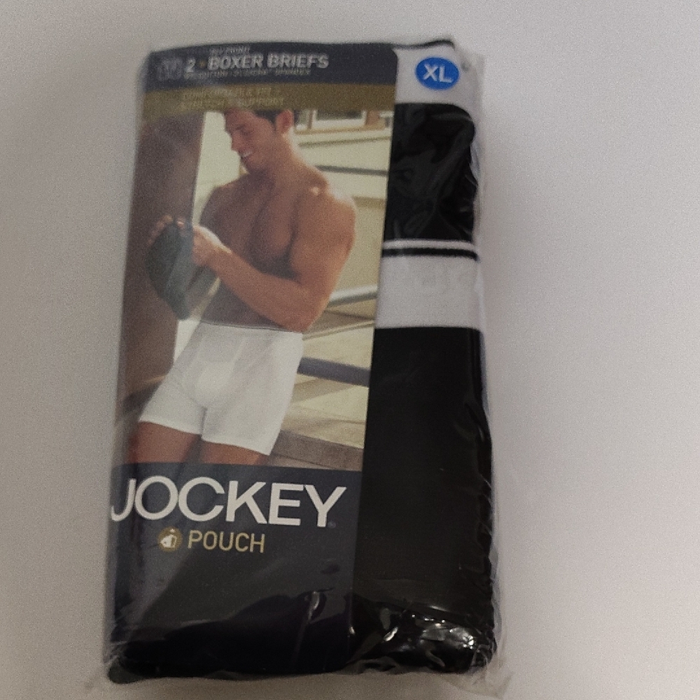 2007 Vtg Jockey Black Boxer Briefs With White Waistband 2-Pack Sz-XL